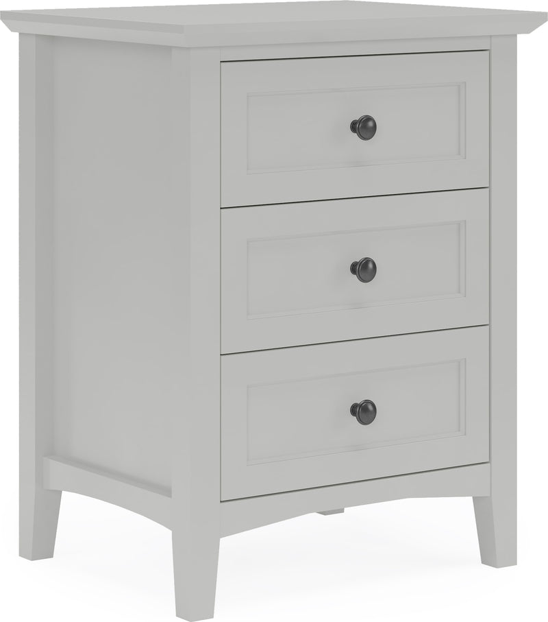 Grace Three Drawer Nightstand in Elephant Grey