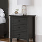 Grace Three Drawer Nightstand in Raven Black