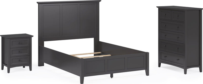Grace Three Drawer Nightstand in Raven Black
