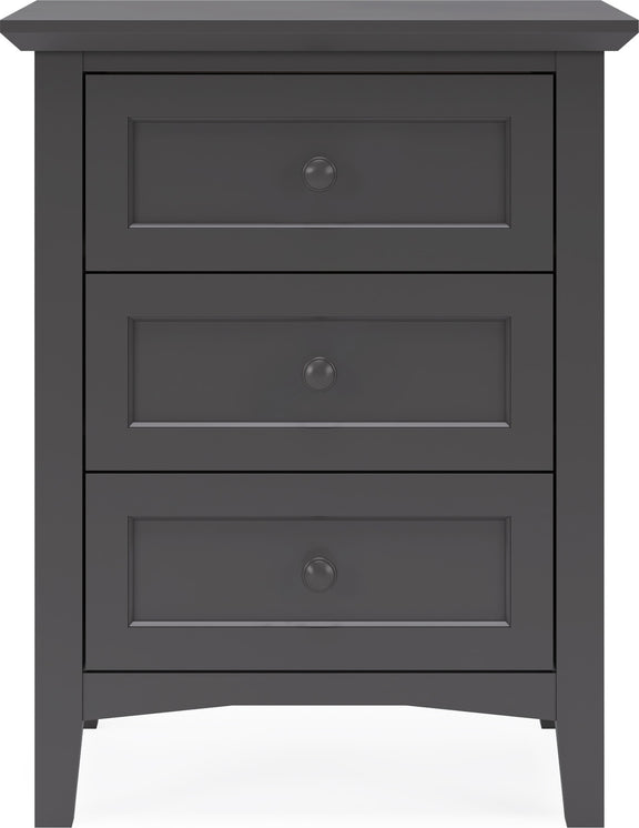 Grace Three Drawer Nightstand in Raven Black