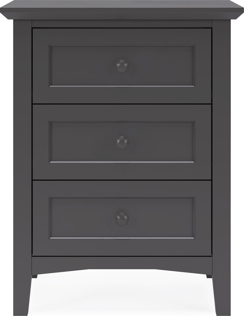 Grace Three Drawer Nightstand in Raven Black