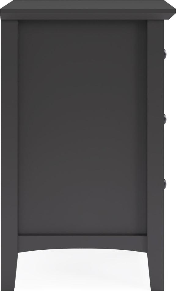 Grace Three Drawer Nightstand in Raven Black