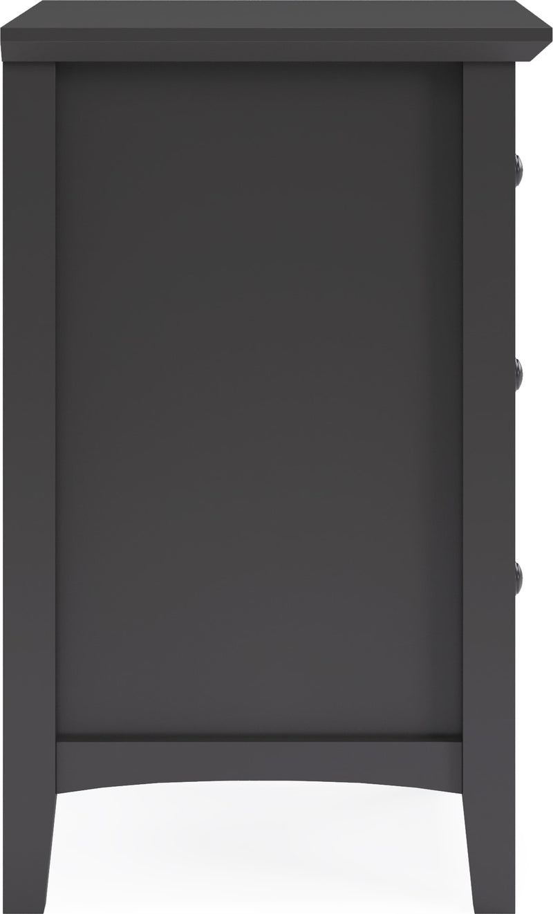 Grace Three Drawer Nightstand in Raven Black