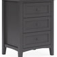 Grace Three Drawer Nightstand in Raven Black