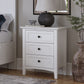 Grace Three Drawer Nightstand in Snowfall White