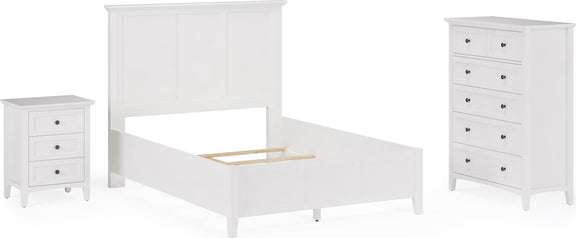 Grace Three Drawer Nightstand in Snowfall White