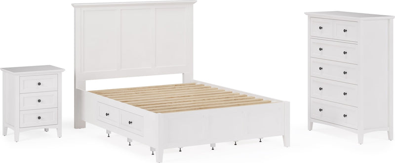 Grace Three Drawer Nightstand in Snowfall White