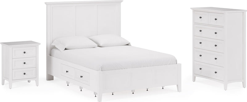 Grace Three Drawer Nightstand in Snowfall White