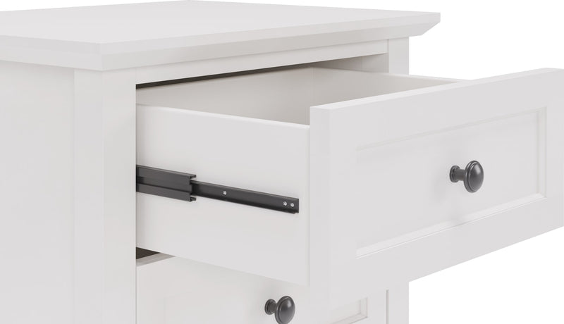 Grace Three Drawer Nightstand in Snowfall White