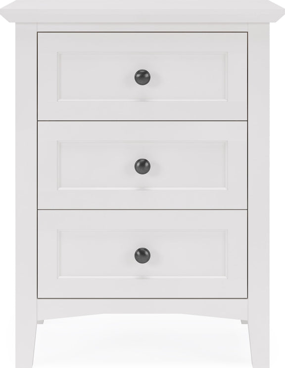 Grace Three Drawer Nightstand in Snowfall White