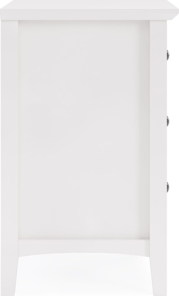 Grace Three Drawer Nightstand in Snowfall White