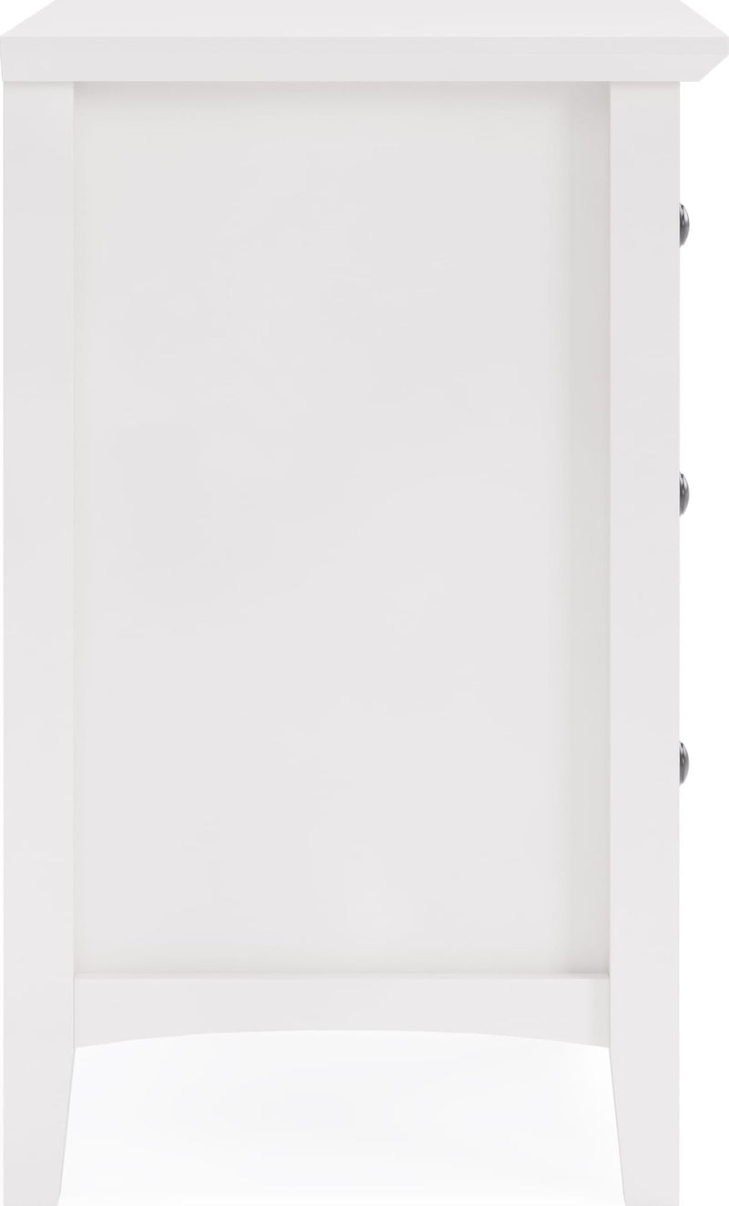Grace Three Drawer Nightstand in Snowfall White