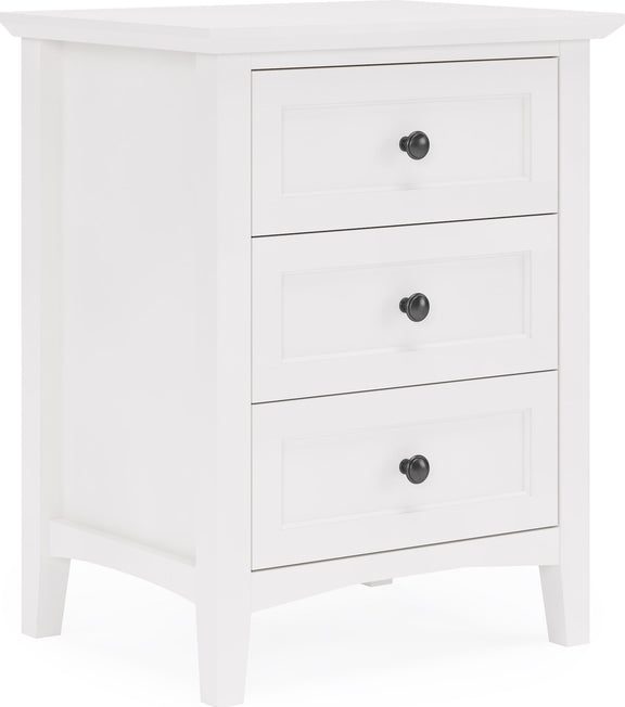 Grace Three Drawer Nightstand in Snowfall White