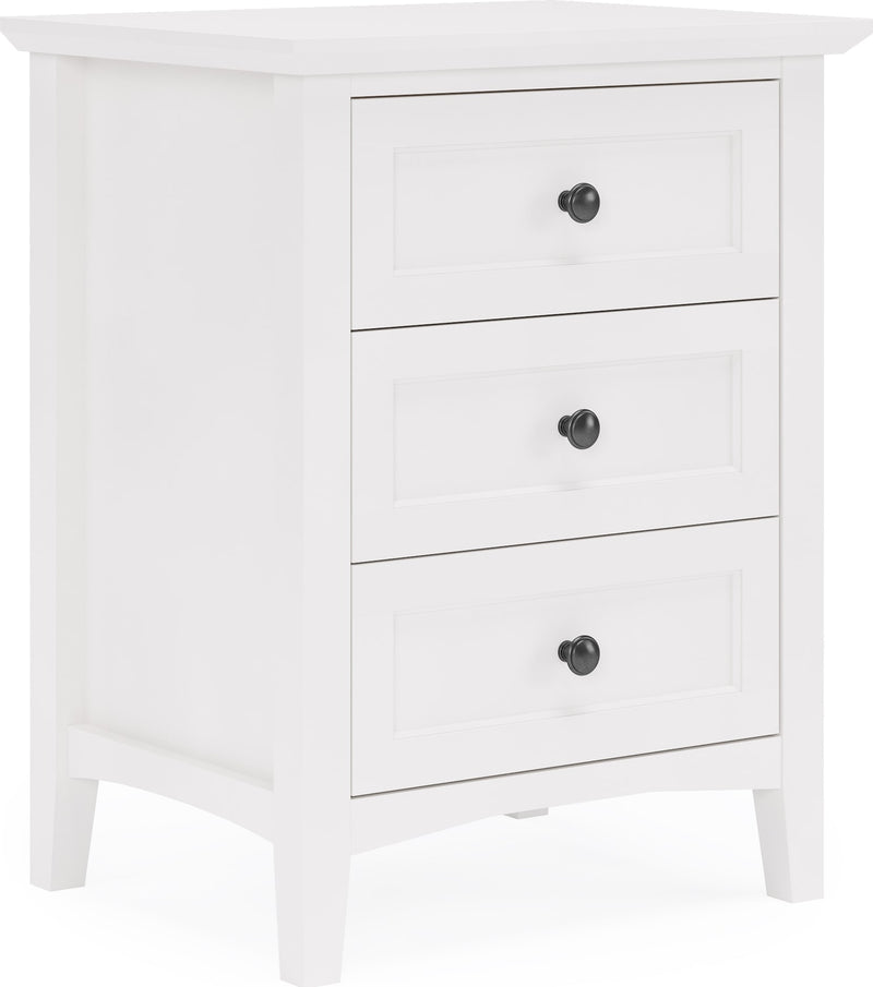 Grace Three Drawer Nightstand in Snowfall White