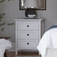 Grace Three Drawer Nightstand in Snowfall White