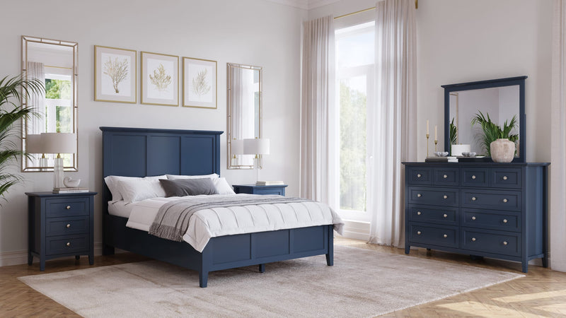 Grace Three Panel Bed in Blueberry