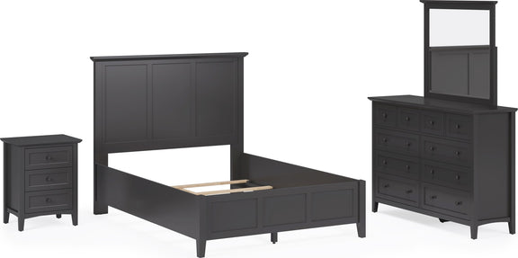 Grace Full-size Three Panel Bed in Raven Black