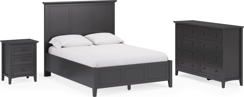 Grace Full-size Three Panel Bed in Raven Black