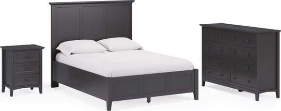 Grace Queen-size Three Panel Bed in Raven Black