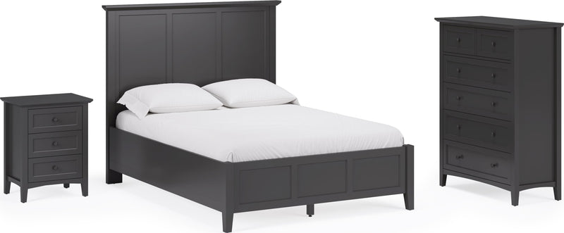 Grace King-size Three Panel Bed in Raven Black