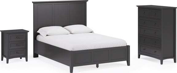Grace Queen-size Three Panel Bed in Raven Black