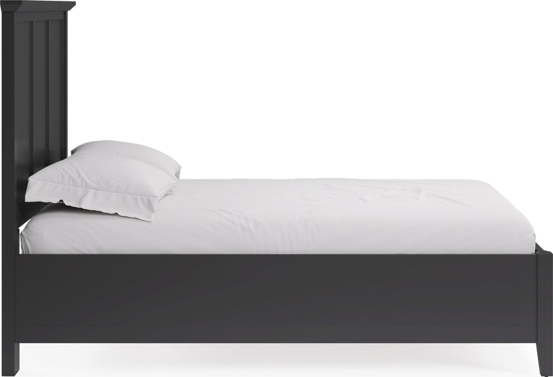 Grace Full-size Three Panel Bed in Raven Black