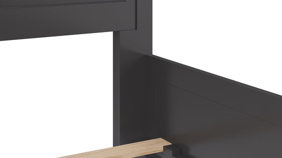 Grace Queen-size Three Panel Bed in Raven Black