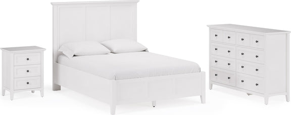 Grace Full-size Three Panel Bed in Snowfall White