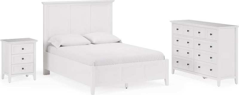 Grace California King-size Three Panel Bed in Snowfall White