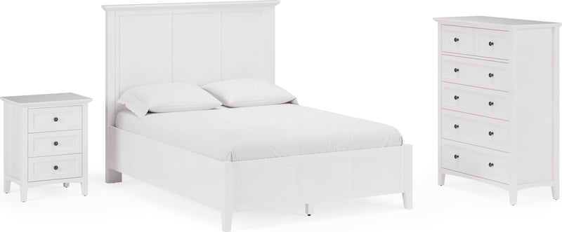 Grace Full-size Three Panel Bed in Snowfall White