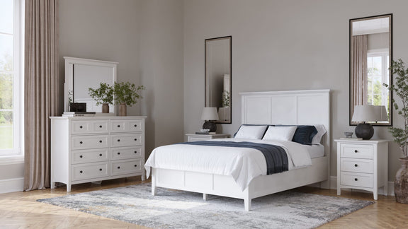 Grace King-size Three Panel Bed in Snowfall White