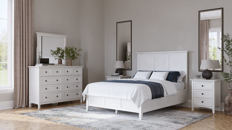Grace Queen-size Three Panel Bed in Snowfall White