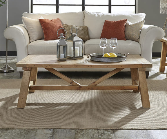 Harby Reclaimed Wood Rectangular Coffee Table in Rustic Tawny