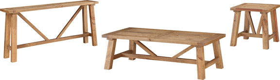 Harby Reclaimed Wood Rectangular Coffee Table in Rustic Tawny