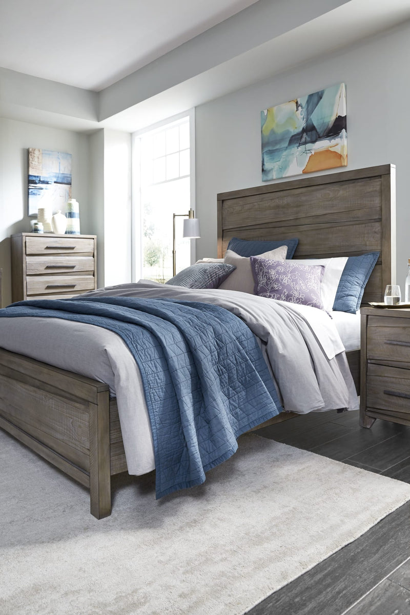 Hearst Solid Wood Full-Size Panel Bed in Sahara Tan