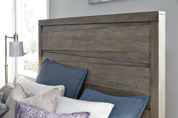 Hearst Solid Wood Queen-Size Panel Bed in Sahara Tan