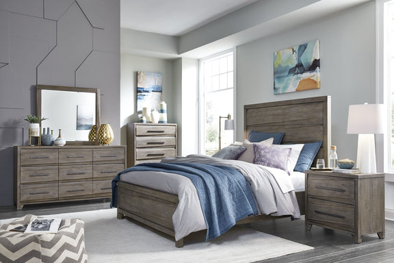 Hearst Solid Wood Full-Size Panel Bed in Sahara Tan
