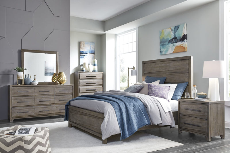 Hearst Solid Wood Full-Size Panel Bed in Sahara Tan