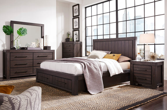 Heath King-Size Two Drawer Storage Bed in Basalt Grey