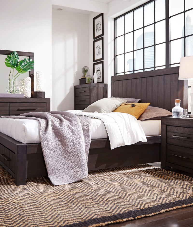 Heath California King-Size Two Drawer Storage Bed in Basalt Grey