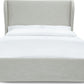 Hera Queen-Size Upholstered Skirted Storage Panel Bed in Oatmeal