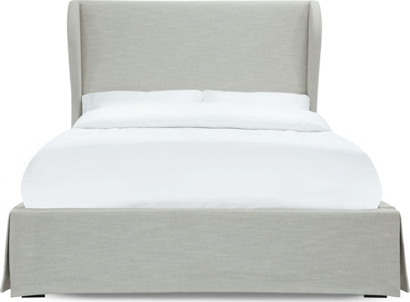 Hera Full-Size Upholstered Skirted Storage Panel Bed in Oatmeal