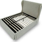 Hera Queen-Size Upholstered Skirted Storage Panel Bed in Oatmeal