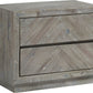 Herringbone Solid Wood Two Drawer Nightstand in Rustic Latte