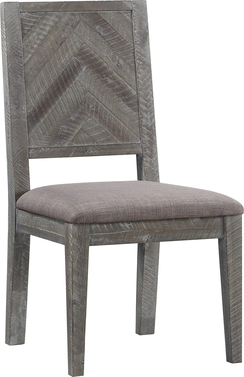 Herringbone Solid Wood Upholstered Dining Chair in Rustic Latte