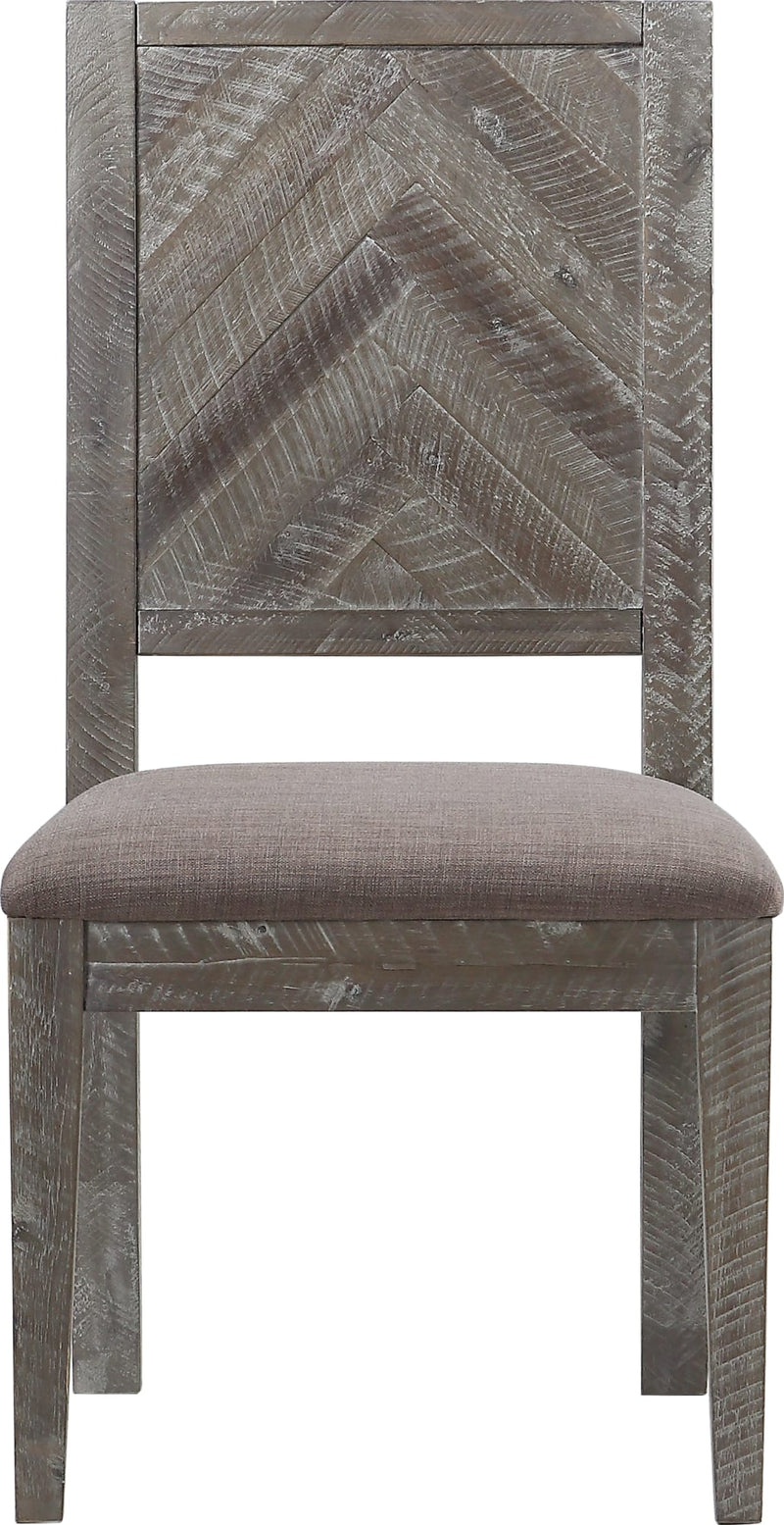 Herringbone Solid Wood Upholstered Dining Chair in Rustic Latte