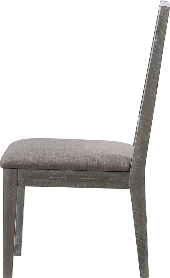 Herringbone Solid Wood Upholstered Dining Chair in Rustic Latte