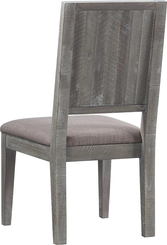 Herringbone Solid Wood Upholstered Dining Chair in Rustic Latte