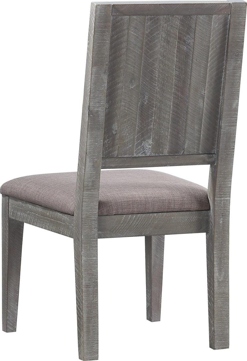 Herringbone Solid Wood Upholstered Dining Chair in Rustic Latte