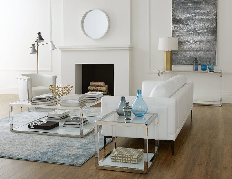 Jasper Console Table in Acrylic/White Glass/PSS